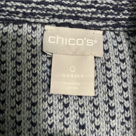 Chico's Short Trench Style Jacket Navy Blue Fringe Hem Size 0/Small - Picture 2 of 10